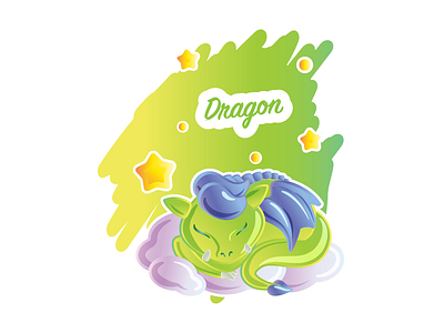 Dragon creature cute dragon green illustration mythical