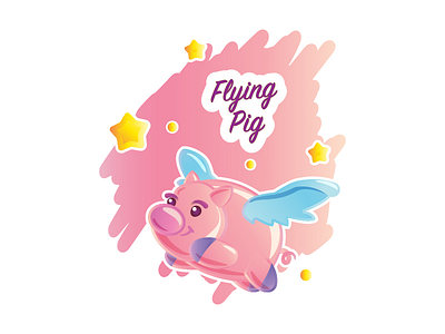 Flying Pig creature cute flying pig illustration mythical piggy pink