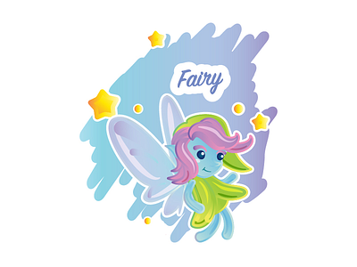 Fairy creature cute face fairy illustration mythical purple