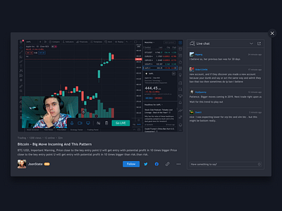 Stream dashboard for TradingView product design streaming ui ux