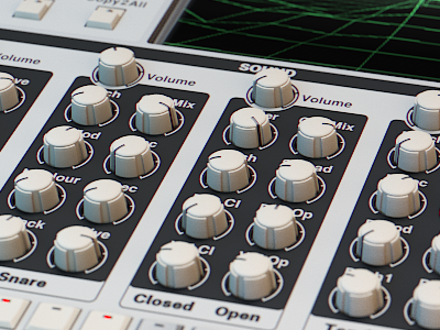 Drums and percussion for Reaktor 3d audio drums gui instrument music ui