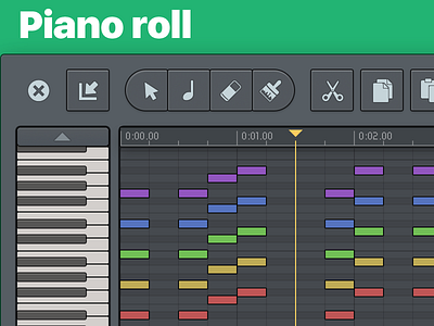 Piano roll audio daw gui icons kit piano roll studio ui