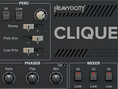 Heavyocity Clique 3d audio creation drums gui music pads reaktor synth ui ux