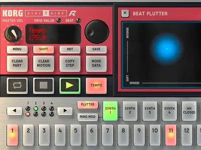 KORG iEIelectribe 3d analog app audio button design drum iphone machine synth ui virtual