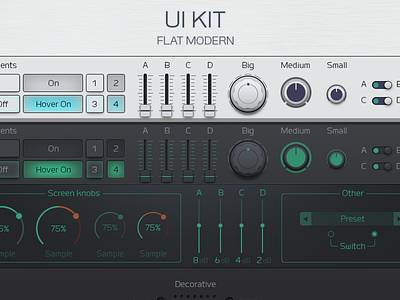 Modern Audio Ui Kit audio flat futuristic graphical gui interface kit knob slider template ui user