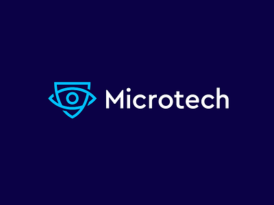Microtech cyber defense eye geometric guarantee identity logo design mark micro minimalism protect safe save security shield technologies technology ui uiux