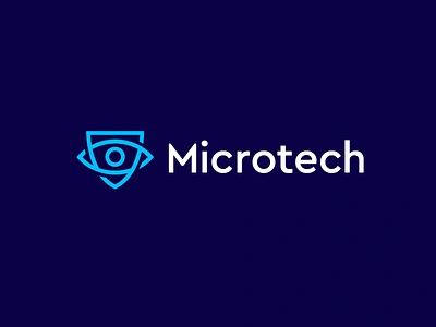 Microtech cyber defense eye geometric guarantee identity logo design mark micro minimalism protect safe save security shield technologies technology ui uiux