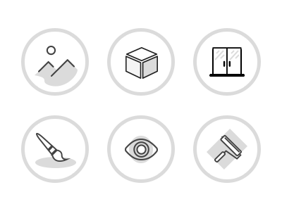 Icons set for design studio