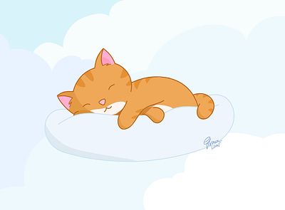 Friday Feels – Sleeping Cat affinity affinity designer cat clouds design flat flat design flat illustration illustration serif sleep vector