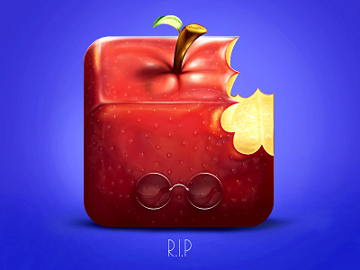 Macintosh apple fruit icon illustration ipad iphone mac macintosh mobile painting photoshop pomme rest in peace steve jobs