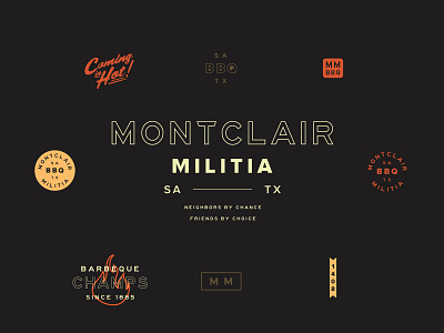 Montclair Militia bbq branding design hot illustration logo san antonio satx texas typography