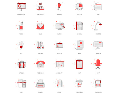 Office Icons colors design details icon icons icons pack icons set illustrator office office design