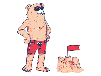 Bear Castle beach bear illustration sandcastle summer