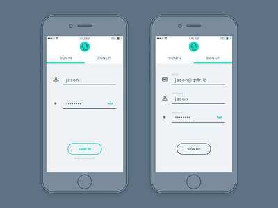 DailyUI 001 - Qrtr Sign Up Page 001 dailyui mobile qrtr signup page