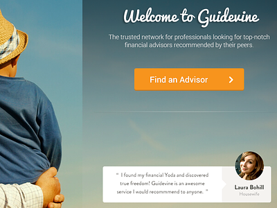 Guidevine Landing Page button call to action landing page testimonial