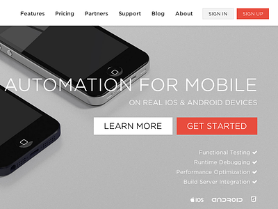 Automation for Mobile 3d flat home page landing page ui web website