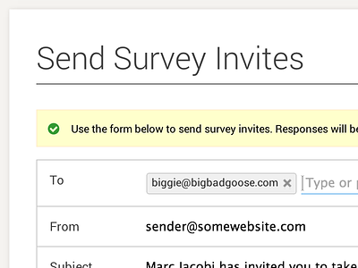 Send Invite Form autocomplete clean email form ui ux