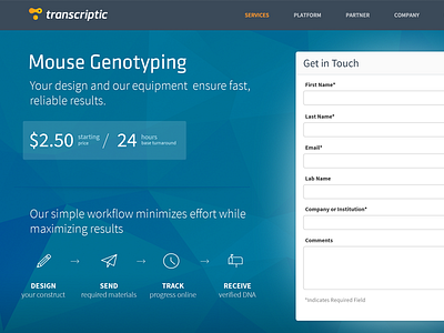 Transcriptic Landing Page