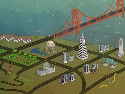 Biggie in San Francisco brand branding bridge buildings golden gate hero illustration landscape map san francisco