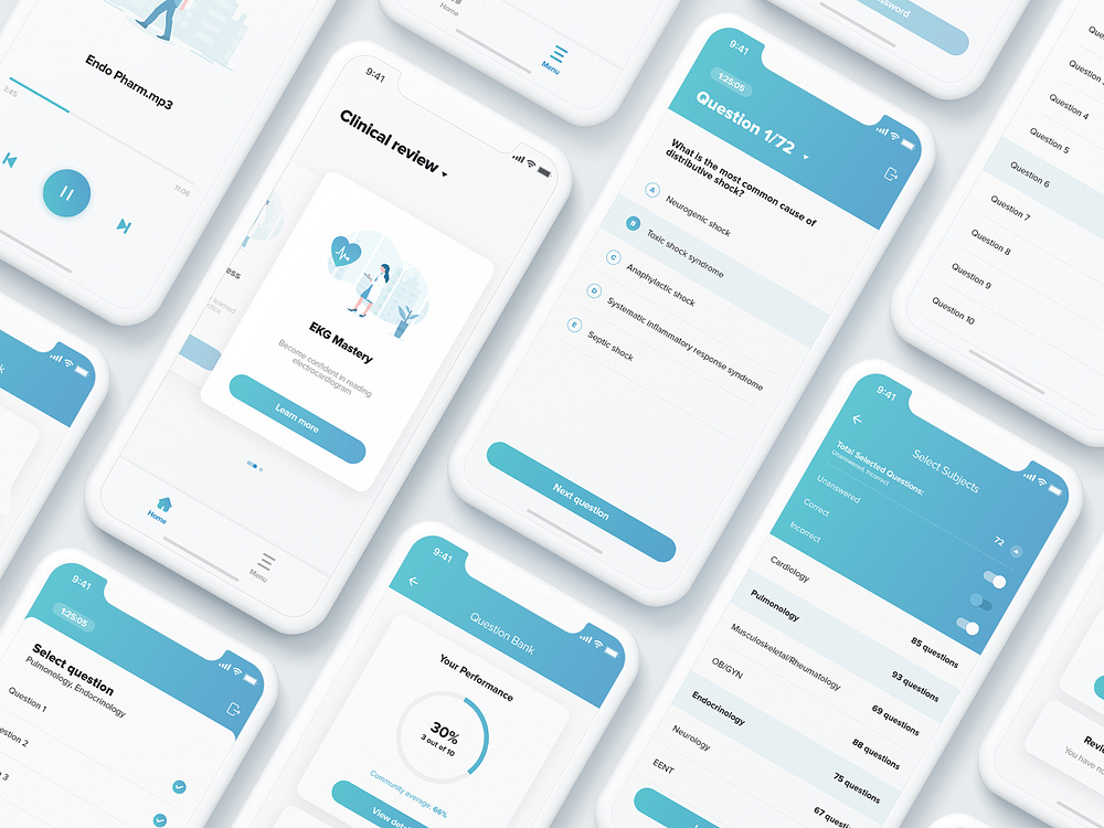 Medical quiz app UI by Zhivko on Dribbble