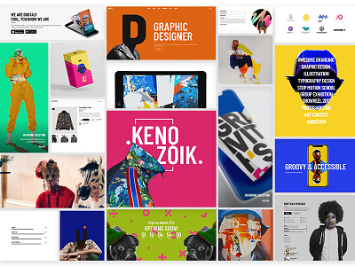 Kenozoik - Vibrant Portfolio Theme art bold bold font collage design graphic design illustration logo modern portfolio ui ui ux