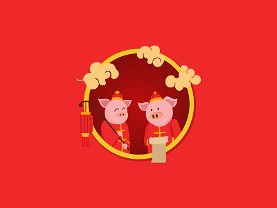 Pig Funny Illestration chinese design flat graphic design illustration illustrator new pig vector year