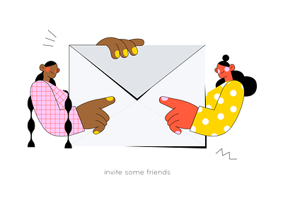 Invite some friends app character email friends illustration illustrator invitation invite join mail message minimal send user vector