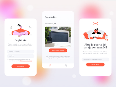 App - Open with your phone app app design application door garage get in illustration illustrations log in mail minimal open parking register registration sketch ui design uidesign ux uxui