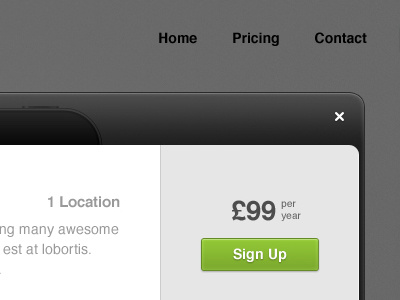 Pricing Modal call to action cta lightbox modal pricing sign up