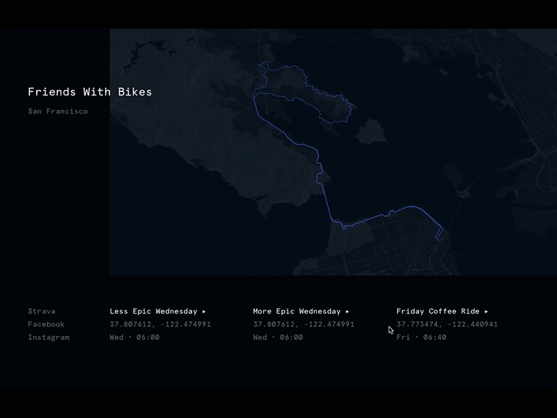 Friends with Bikes v1.0 animation bikes cycling geo guide map route visualization web