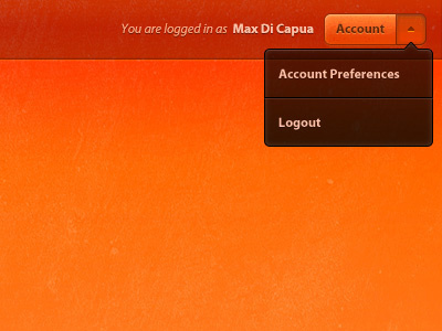 A Thing From a Thing account button cta drop down orange red