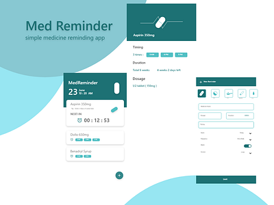 Medicine Reminder Application design health medicine medicine reminder reminder ui