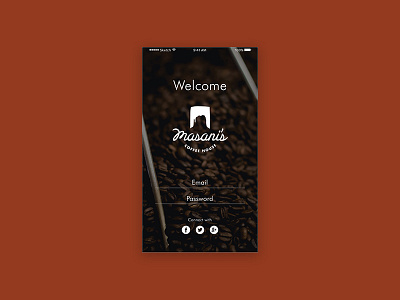 Masani's Coffee Shop Sign Up/Log In Screen bodega branding coffee masanis coffee shop ui design