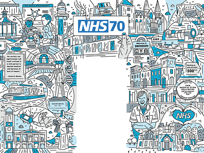 NHS 70 digital drawing illustration vector