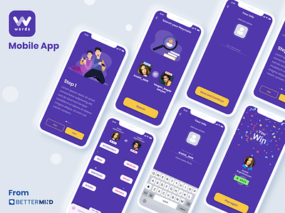 Words Mobile App app design behance dribbble game illustration mobile mobile app mobile design mobile ui words