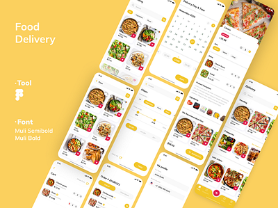 Delivery app appdesign cart delivery figma food food app mobile mobiledesign myprofile order pizza search userexperience userinterface