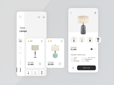 Mobile shop app 2019 app behance design dribbble furniture lamp mobile mobileapp modern