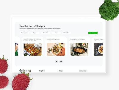 Healthy Food website - Growserry adobe xd flat design food food app foodwebsite healthfood healthy healthyrecipes madewithxd ui user experience user interface website design