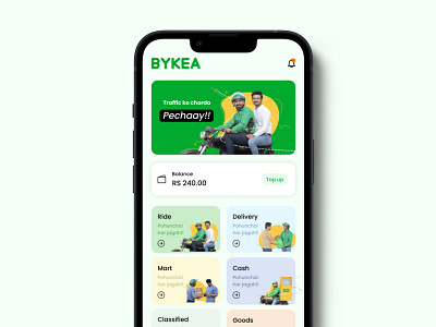 BYKEA - Home screen - Redesign bykea clean design delivery app design figma ride app user experience user interface