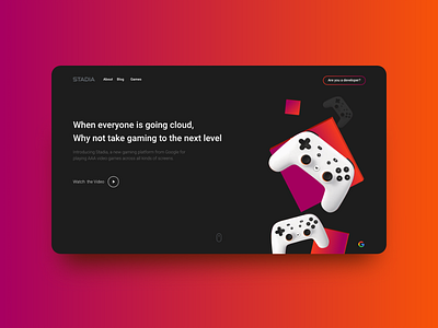 Stadia Website - Design Concept adobe xd dark mode darkmode design flat design gaming website stadia website design ui user experience user interface website design