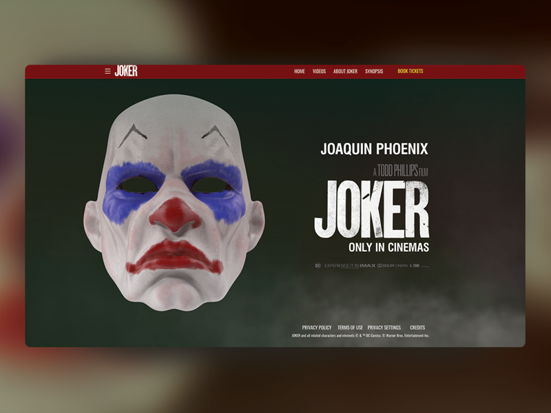 Joker Movie Landing Page adobexd madewithxd design jokermovie ui ux
