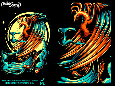 Phoenix Flame animal bird blue creative illustration detailed digital design digital illustration flame graphic artist graphic design illustration illustrator phoenix t shirt design unique vector