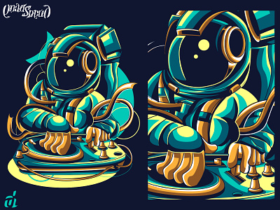 DJSpace artwork artworkforsale astronaut cool creative illustration detailed digital design digital illustration galaxy graphic artist graphic design illustration illustrator people sale space t shirt design unique vector