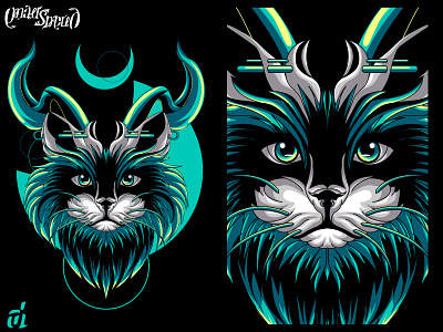 Horro Horned CAT animal cat creative illustration cute detailed digital design digital illustration graphic artist graphic design illustration illustrator pets t shirt design vector