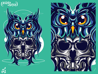 Owl Skull animal art artvector artwork creative illustration detailed digital design digital illustration graphic artist graphic design illustration illustrator owl skull t shirt design vector