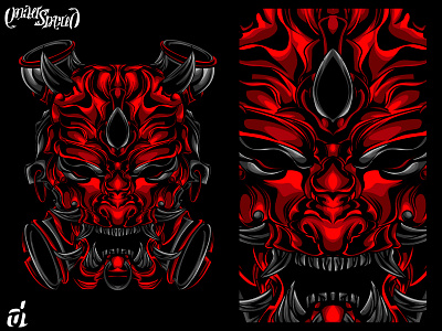 Horro Satan Wanokuni creative illustration demon detailed digital design digital illustration evil graphic artist graphic design horned horror illustration illustrator red satan t shirt design vector