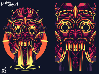 Mecha Rangda Balinese balinese creative illustration culture detailed digital design digital illustration graphic artist graphic design illustration illustrator mask mecha rangda robot robotic t shirt design vector