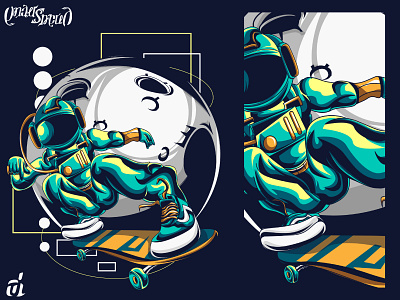 Freestyle Astroskate astronaut creative illustration detailed digital design digital illustration galaxy game graphic artist graphic design illustration illustrator moon moonlight playing skate skateboard space t shirt design vector