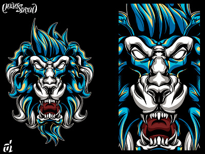 Angry Myhtic Lion angry animal creative illustration detailed digital design digital illustration graphic artist graphic design illustration illustrator jungle leo lion predator sacred geometry t shirt design vector zoo