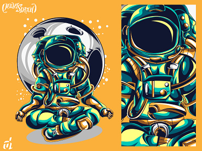 Astroyoga astronaut creative illustration detailed digital design digital illustration galaxy graphic artist graphic design illustration illustrator space sport t shirt design vector yoga